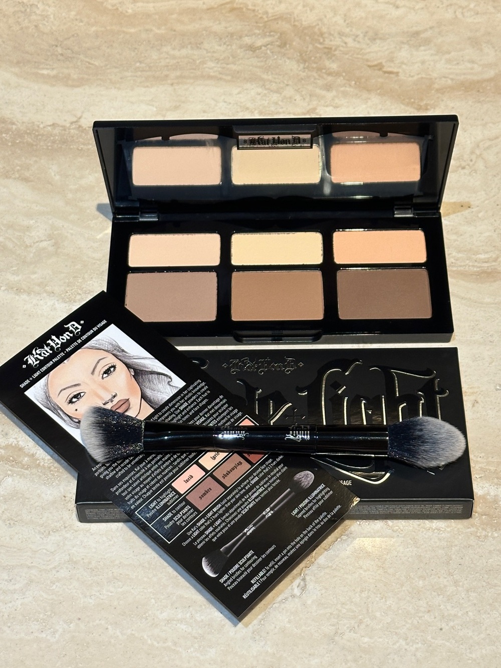 KVD Shade + Light Face Contour Palette and Shade + Light Contour Brush Bundle